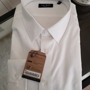 Tie Bar White Long Sleeve Dress Shirt